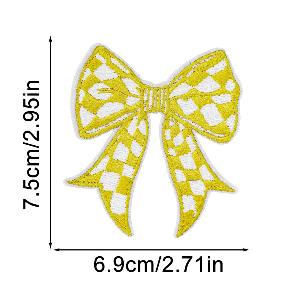 Wholesale Plaid Bow Embroidered Patch